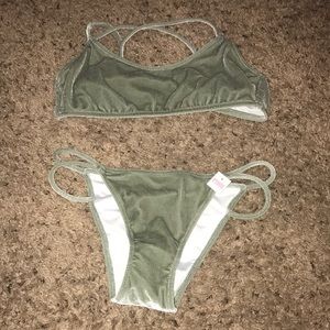 Green velvet bikini